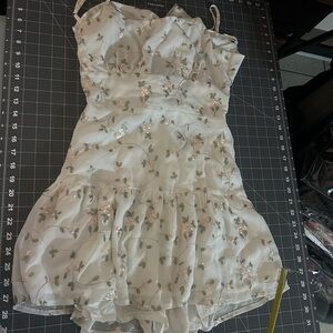 Floral Mini Dress - cream